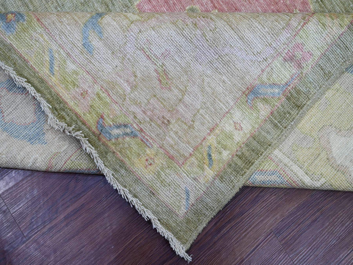 9'11" x 13'8" New Hand Knotted Green Wool Rectangle Oriental Rug - MOA10222736