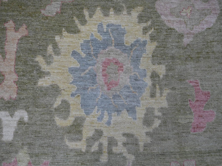 9'11" x 13'8" New Hand Knotted Green Wool Rectangle Oriental Rug - MOA10222736