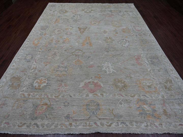 8'10" x 11'7" New Hand Knotted Grey Wool Rectangle Oriental Rug - MOA10222739