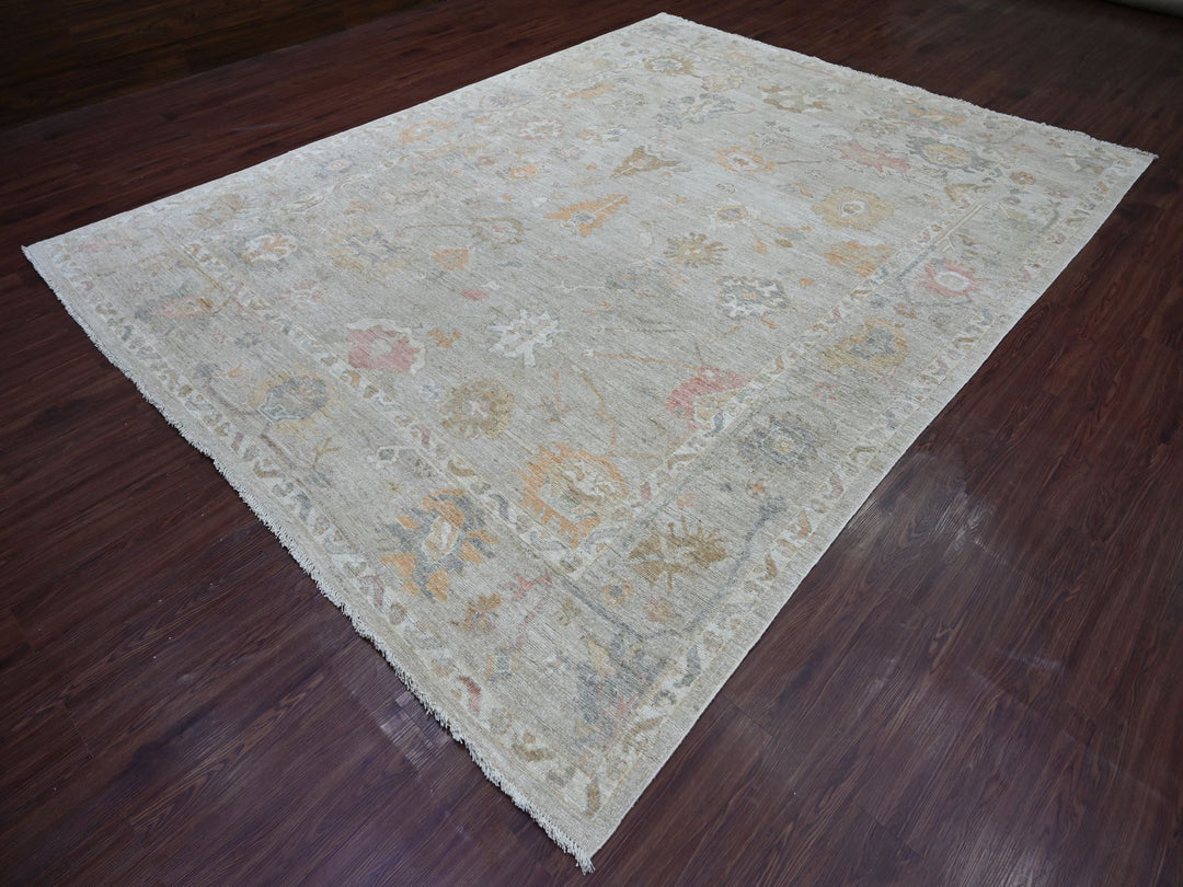 8'10" x 11'7" New Hand Knotted Grey Wool Rectangle Oriental Rug - MOA10222739