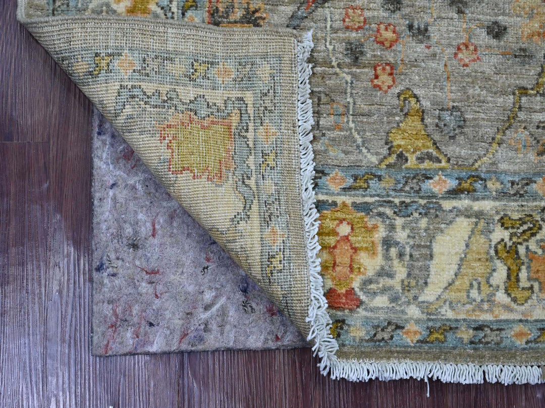 4'1" x 5'11" New Hand Knotted Grey Wool Rectangle Oriental Rug - MOA10222743