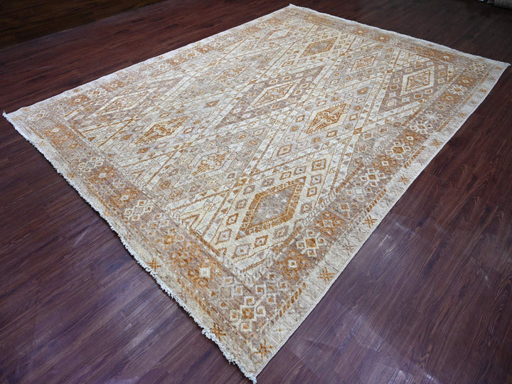 8'10" x 11'8" New Hand Knotted Grey Wool Rectangle Oriental Rug - MOA10222746