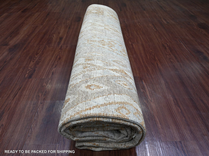 8'10" x 11'8" New Hand Knotted Grey Wool Rectangle Oriental Rug - MOA10222746