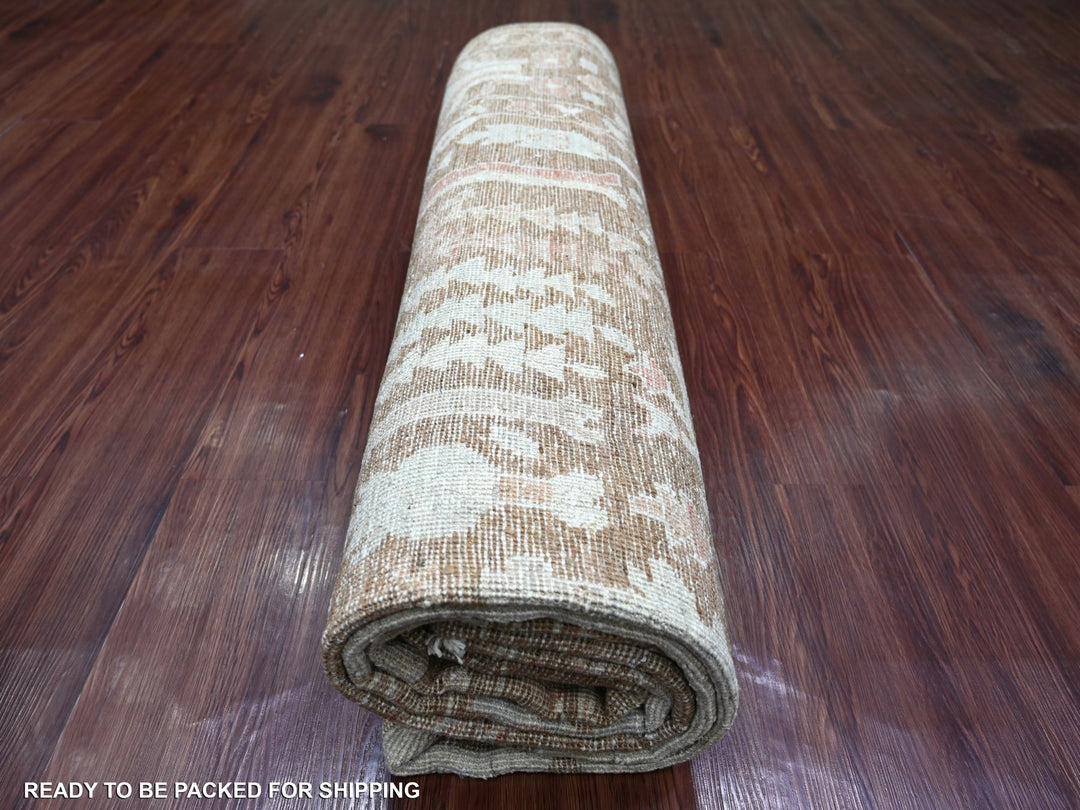 8'0" x 9'9" New Hand Knotted Brown Wool Rectangle Oriental Rug - MOA10222747