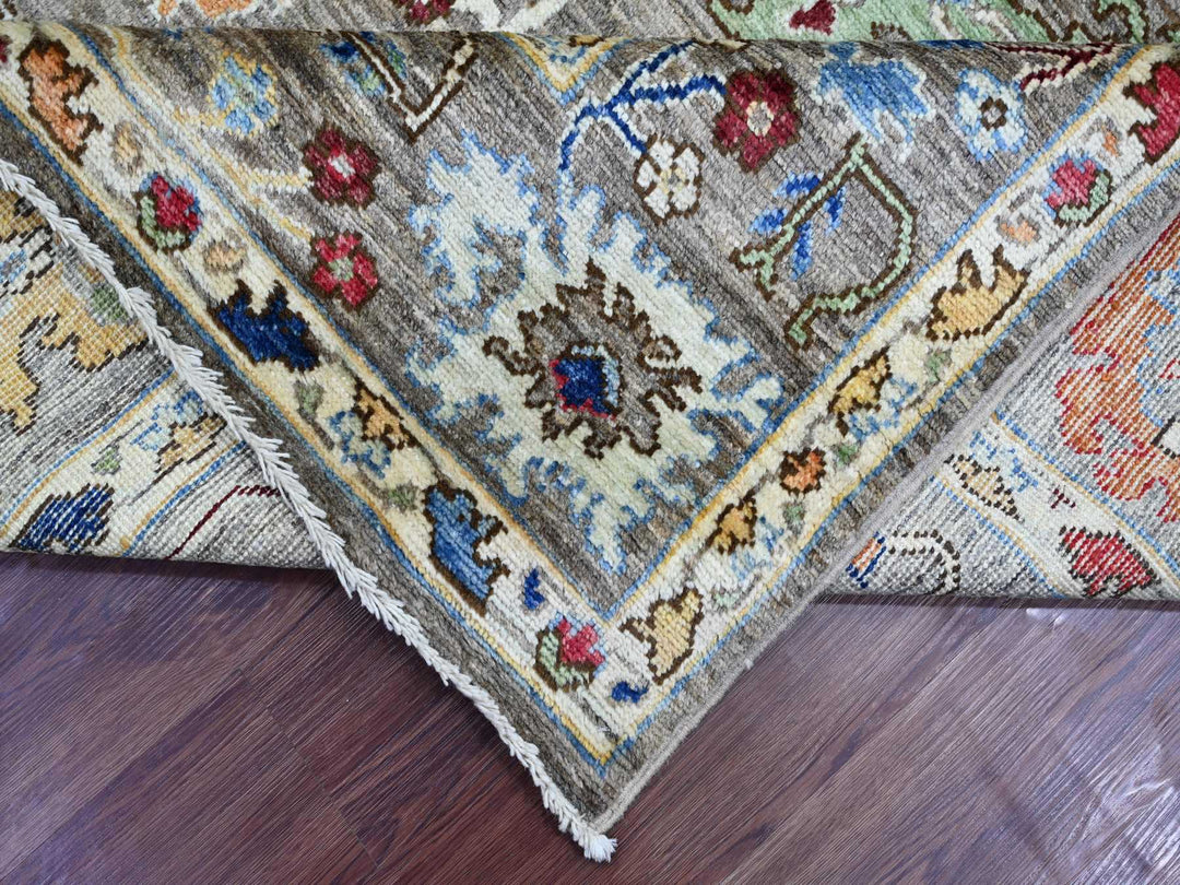 8'0" x 9'6" New Hand Knotted Grey Wool Rectangle Oriental Rug - MOA10222748