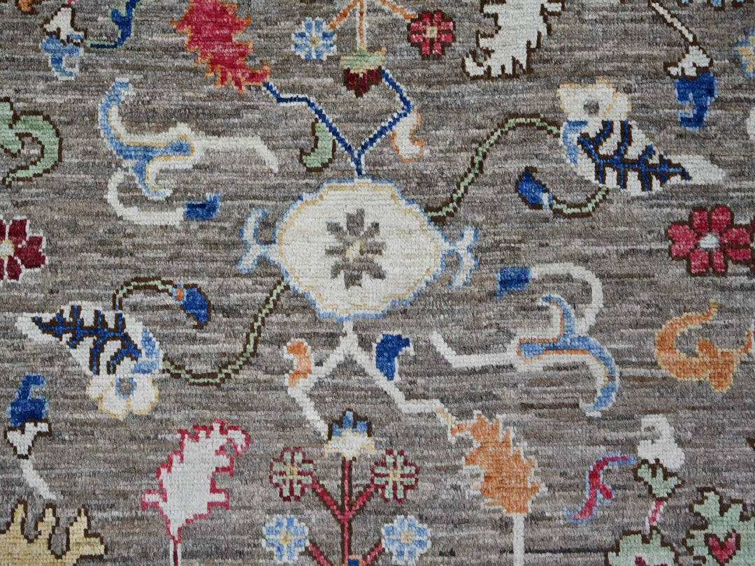 8'0" x 9'6" New Hand Knotted Grey Wool Rectangle Oriental Rug - MOA10222748