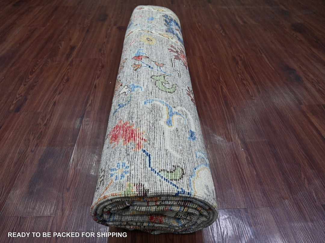 8'0" x 9'6" New Hand Knotted Grey Wool Rectangle Oriental Rug - MOA10222748