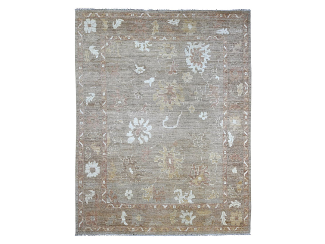 9'3" x 11'10" New Hand Knotted Brown Wool Rectangle Oriental Rug - MOA10222749