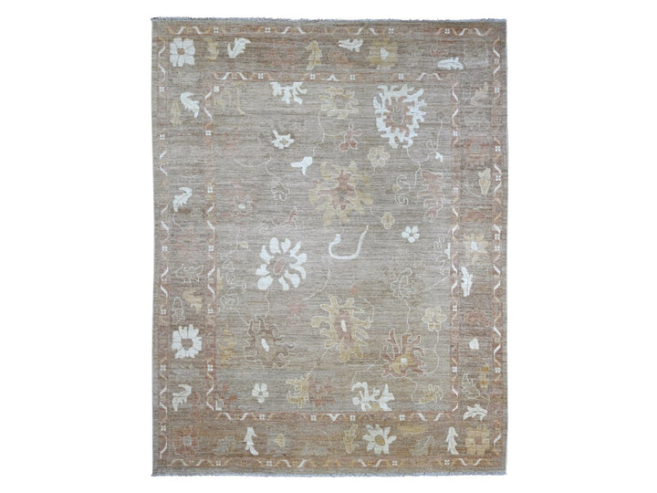 9'3" x 11'10" New Hand Knotted Brown Wool Rectangle Oriental Rug - MOA10222749