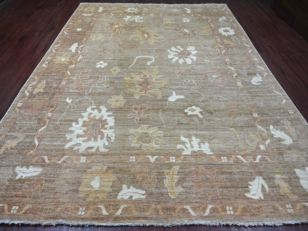 9'3" x 11'10" New Hand Knotted Brown Wool Rectangle Oriental Rug - MOA10222749