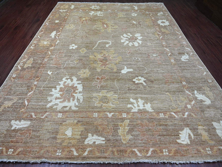 9'3" x 11'10" New Hand Knotted Brown Wool Rectangle Oriental Rug - MOA10222749