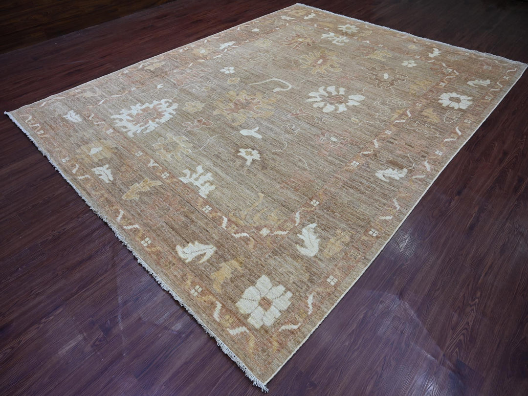 9'3" x 11'10" New Hand Knotted Brown Wool Rectangle Oriental Rug - MOA10222749