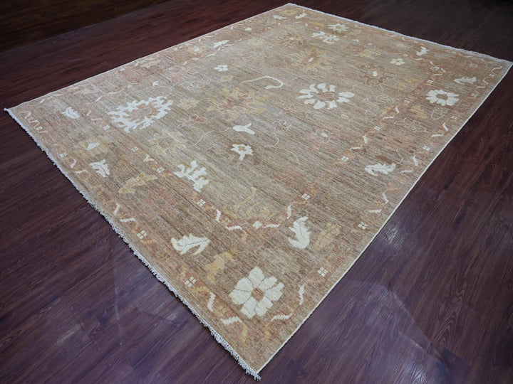 9'3" x 11'10" New Hand Knotted Brown Wool Rectangle Oriental Rug - MOA10222749