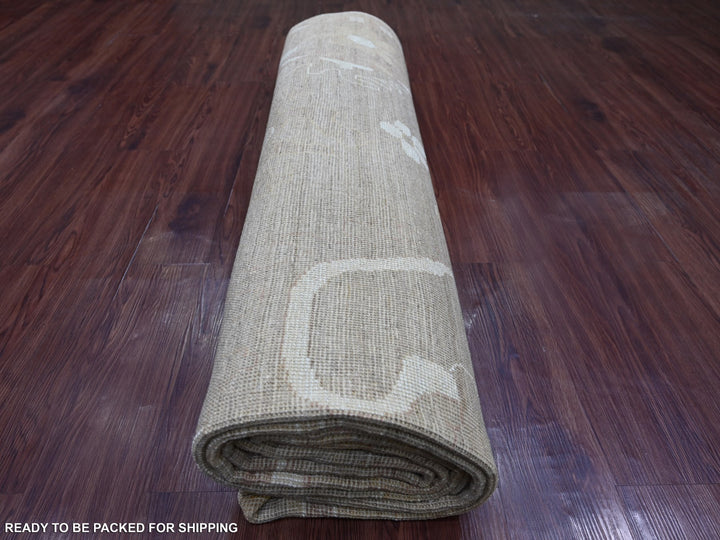 9'3" x 11'10" New Hand Knotted Brown Wool Rectangle Oriental Rug - MOA10222749