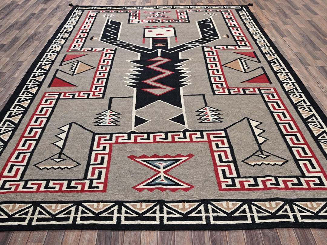 9'3" x 11'11" New Hand Woven Grey Wool Rectangle Oriental Rug - MOA1022274