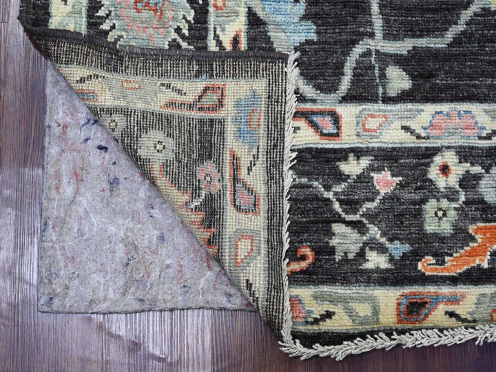 6'1" x 8'10" New Hand Knotted Black Wool Rectangle Oriental Rug - MOA10222751