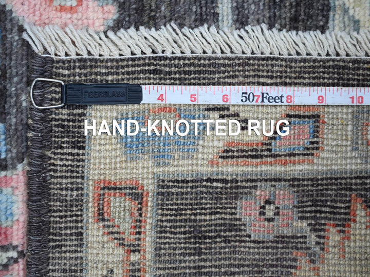 6'1" x 8'10" New Hand Knotted Black Wool Rectangle Oriental Rug - MOA10222751