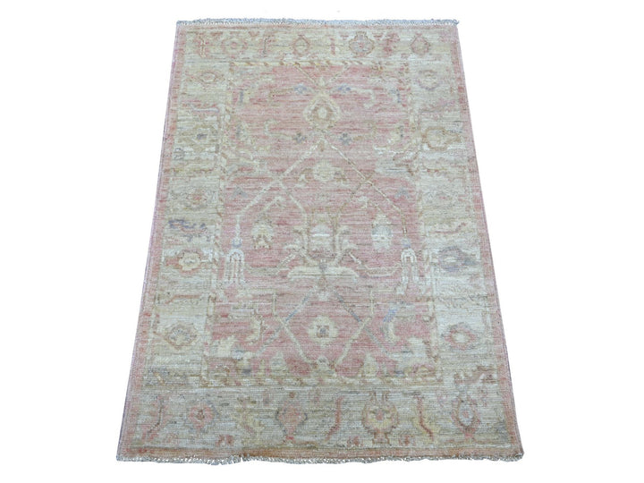 3'0" x 4'2" New Hand Knotted Pink Wool Rectangle Oriental Rug - MOA10222753