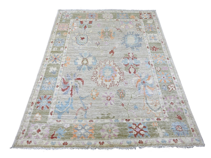 5'0" x 6'5" New Hand Knotted Grey Wool Rectangle Oriental Rug - MOA10222755