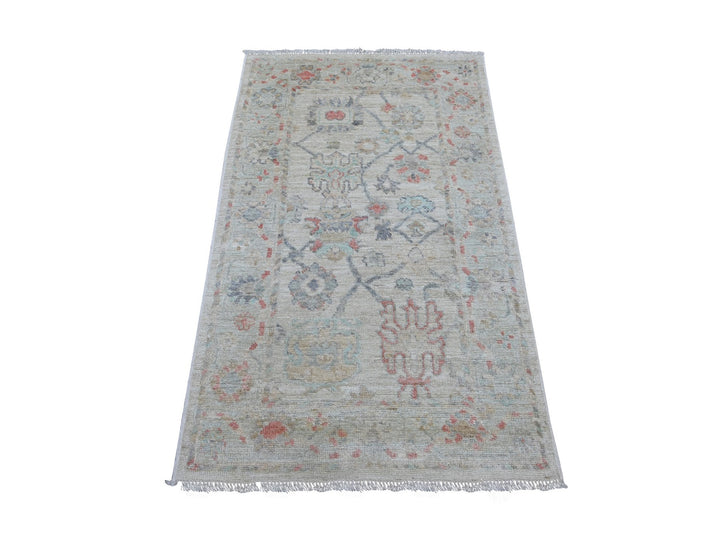 3'1" x 5'0" New Hand Knotted Grey Wool Rectangle Oriental Rug - MOA10222757