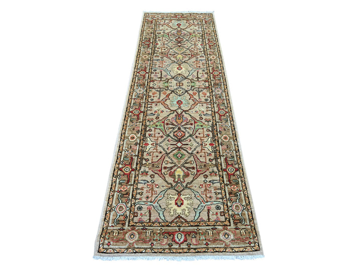 2'8" x 8'3" New Hand Knotted Brown Wool Runner Oriental Rug - MOA10222759