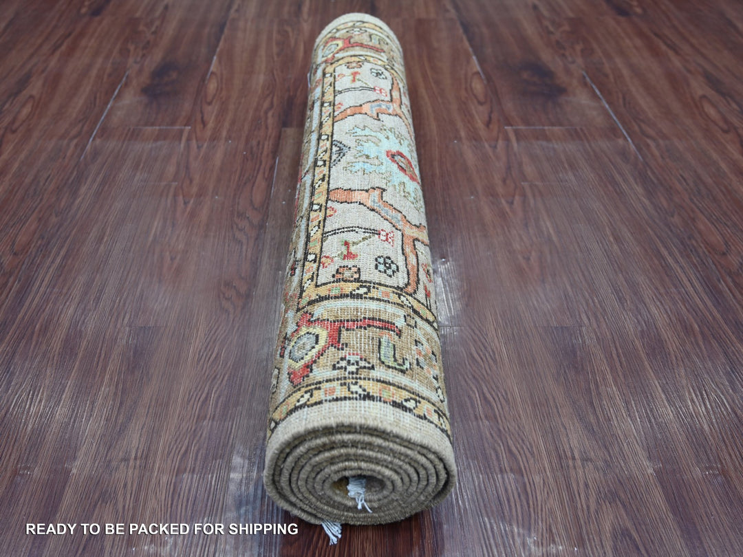 2'8" x 8'3" New Hand Knotted Brown Wool Runner Oriental Rug - MOA10222759