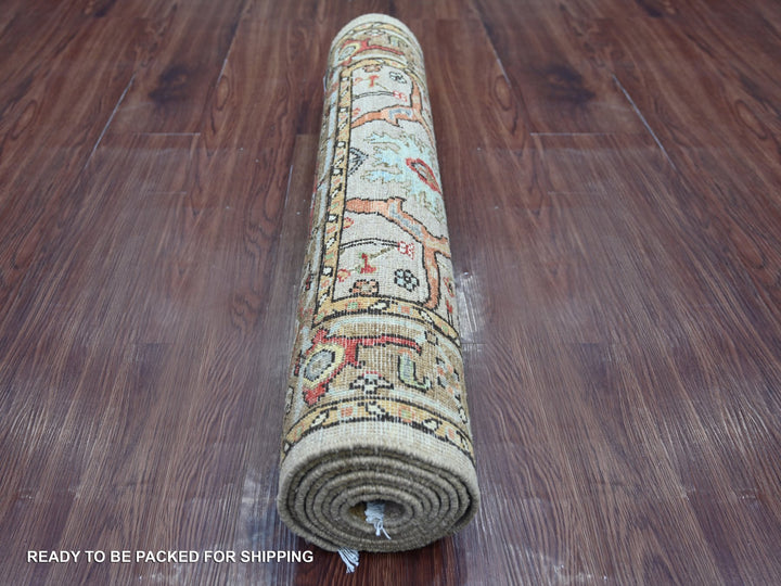 2'8" x 8'3" New Hand Knotted Brown Wool Runner Oriental Rug - MOA10222759