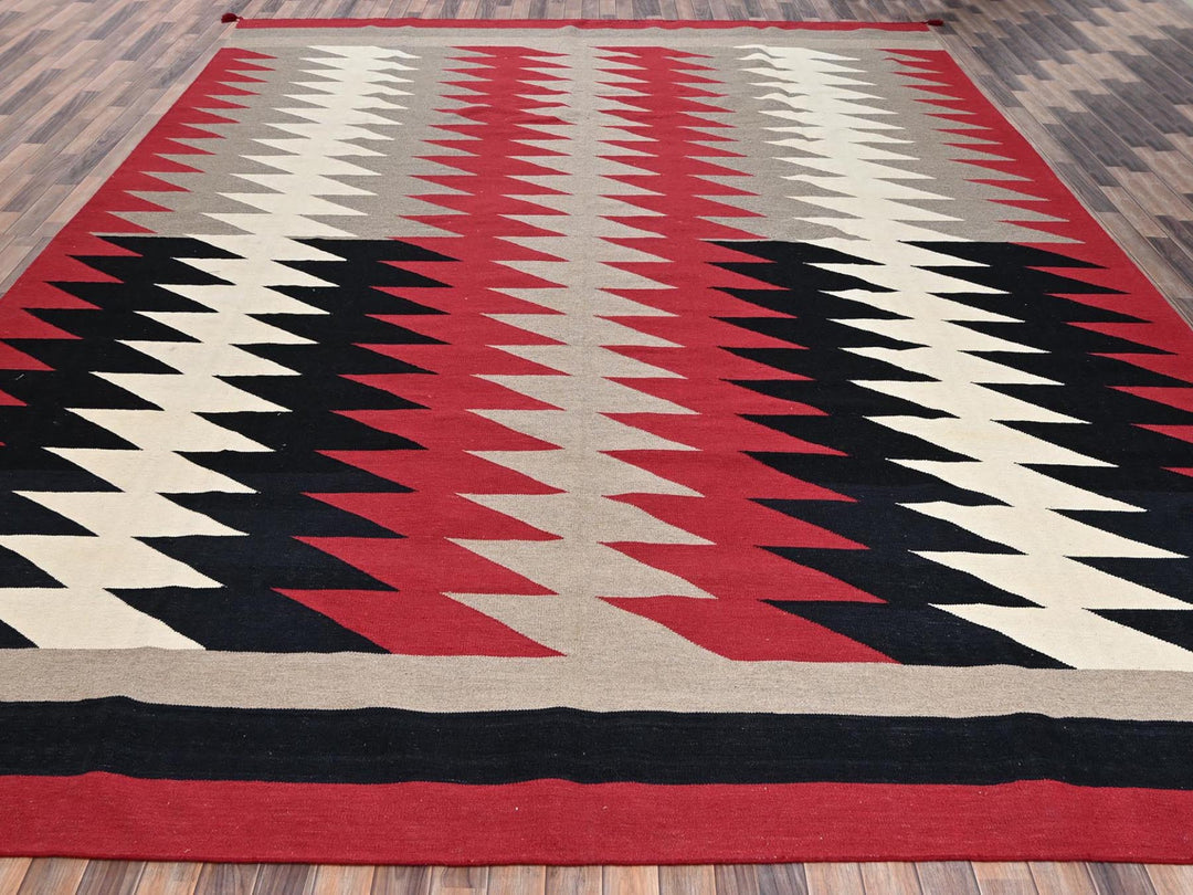 12'0" x 14'11" New Hand Woven Red Wool Rectangle Oriental Rug - MOA1022275
