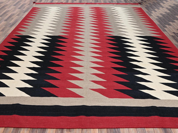 12'0" x 14'11" New Hand Woven Red Wool Rectangle Oriental Rug - MOA1022275
