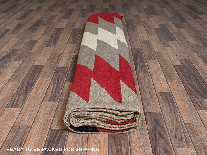12'0" x 14'11" New Hand Woven Red Wool Rectangle Oriental Rug - MOA1022275