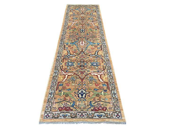 2'11" x 9'11" New Hand Knotted Brown Wool Runner Oriental Rug - MOA10222762