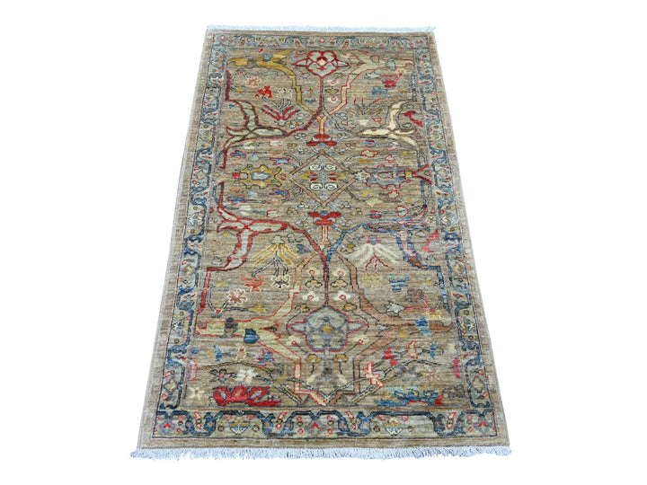 2'11" x 4'10" New Hand Knotted Grey Wool Rectangle Oriental Rug - MOA10222763