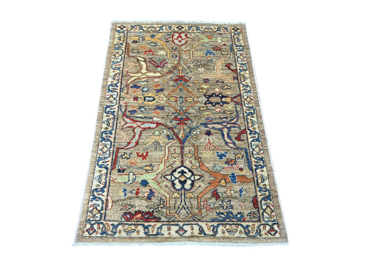 3'2" x 4'9" New Hand Knotted Brown Wool Rectangle Oriental Rug - MOA10222767