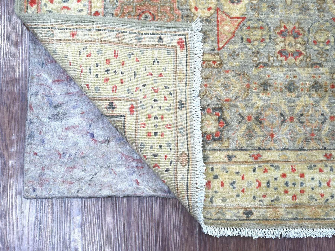 3'10" x 5'10" New Hand Knotted Grey Wool Rectangle Oriental Rug - MOA10222768