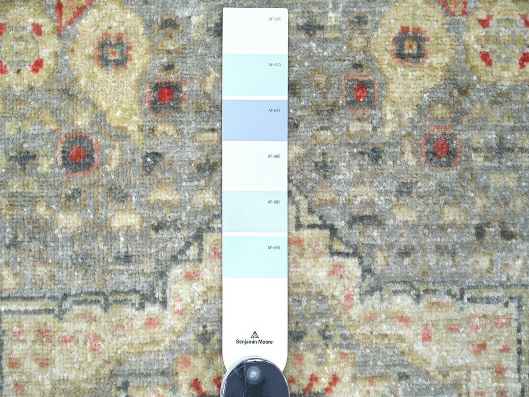 3'10" x 5'10" New Hand Knotted Grey Wool Rectangle Oriental Rug - MOA10222768