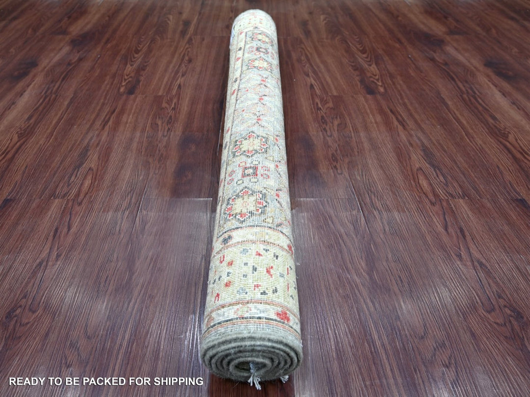 3'10" x 5'10" New Hand Knotted Grey Wool Rectangle Oriental Rug - MOA10222768
