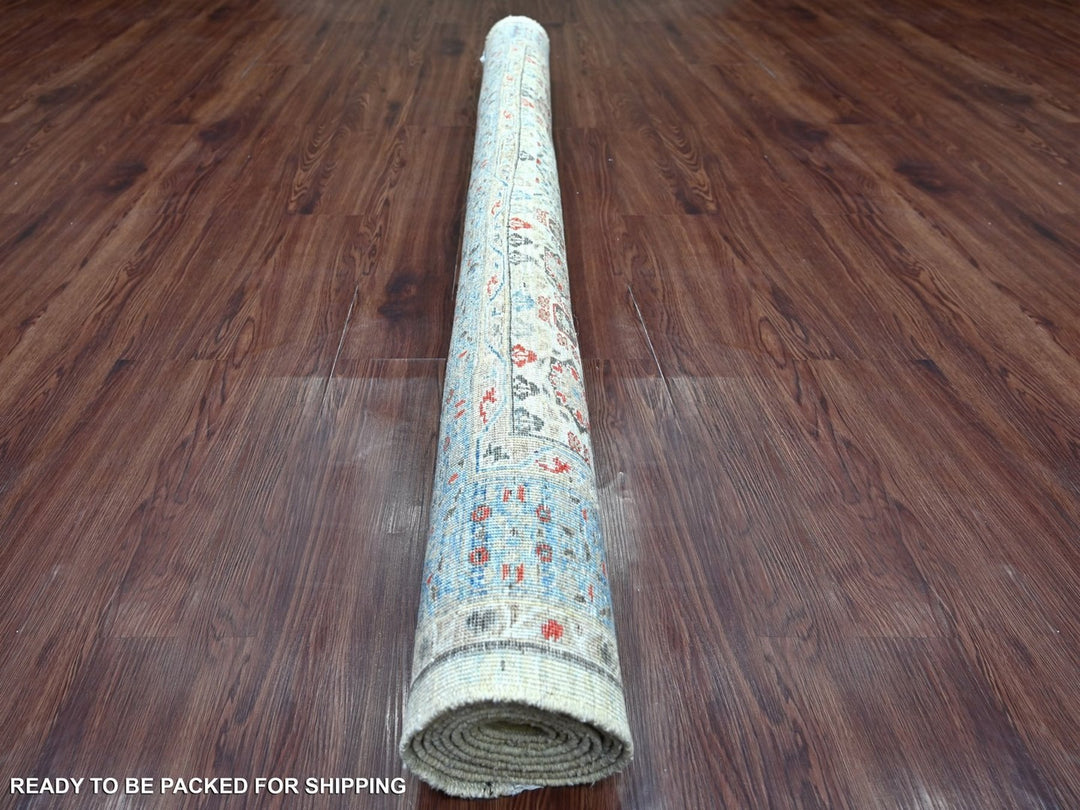 6'1" x 8'10" New Hand Knotted Ivory Wool Rectangle Oriental Rug - MOA10222769