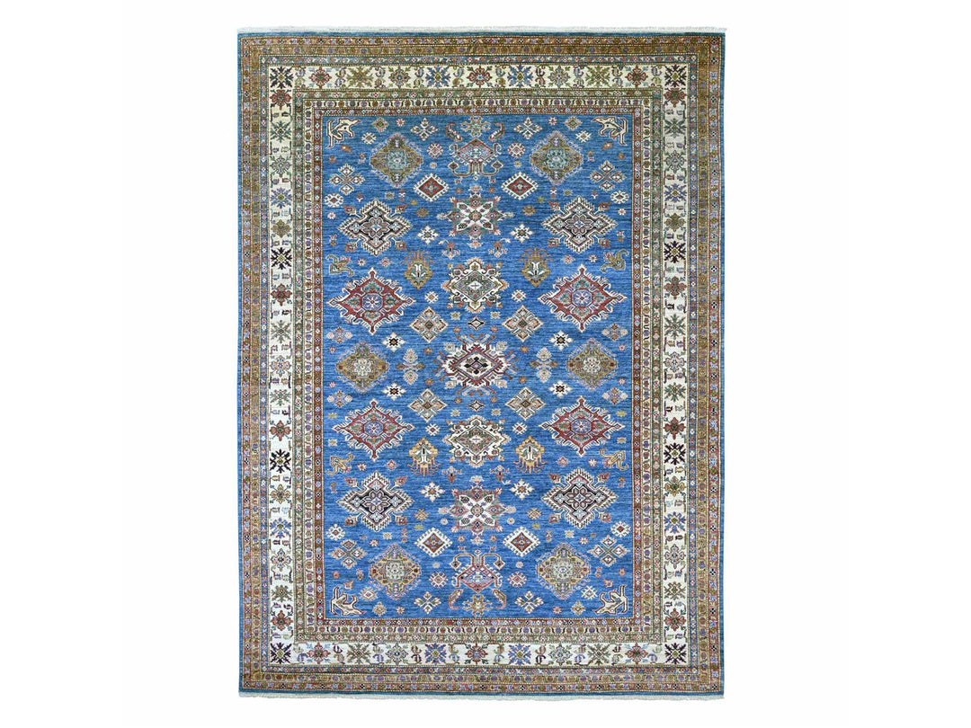 8'11" x 12'2" New Hand Knotted Blue Wool Rectangle Oriental Rug - MOA10222770