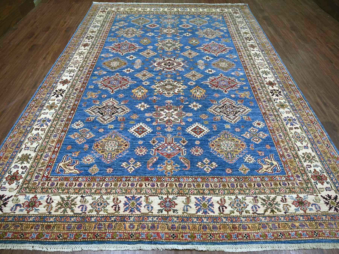 8'11" x 12'2" New Hand Knotted Blue Wool Rectangle Oriental Rug - MOA10222770
