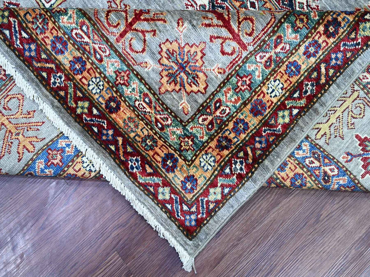 8'1" x 10'3" New Hand Knotted Grey Wool Rectangle Oriental Rug - MOA10222771