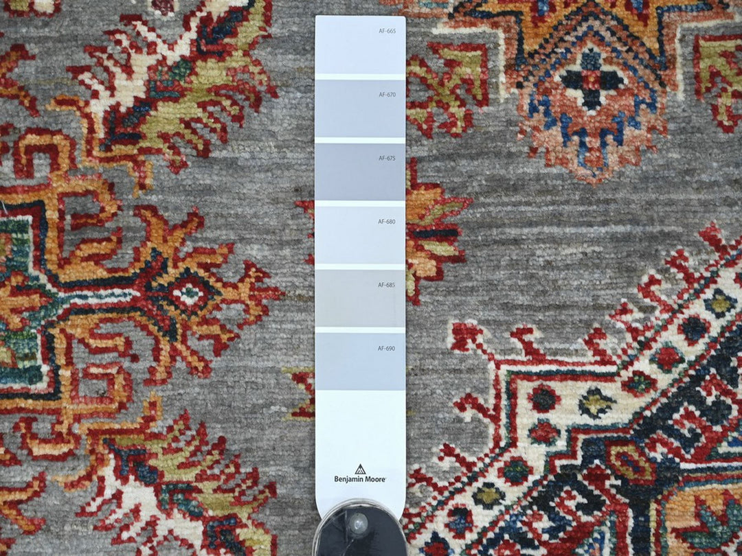 8'1" x 10'3" New Hand Knotted Grey Wool Rectangle Oriental Rug - MOA10222771