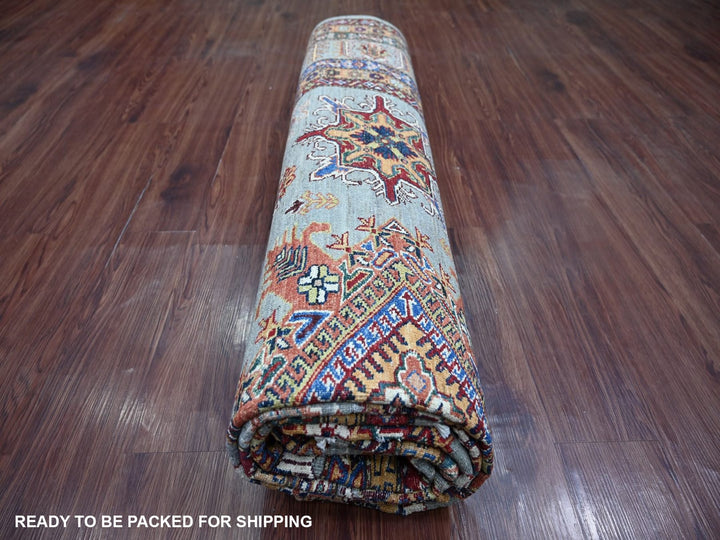 8'1" x 10'3" New Hand Knotted Grey Wool Rectangle Oriental Rug - MOA10222771