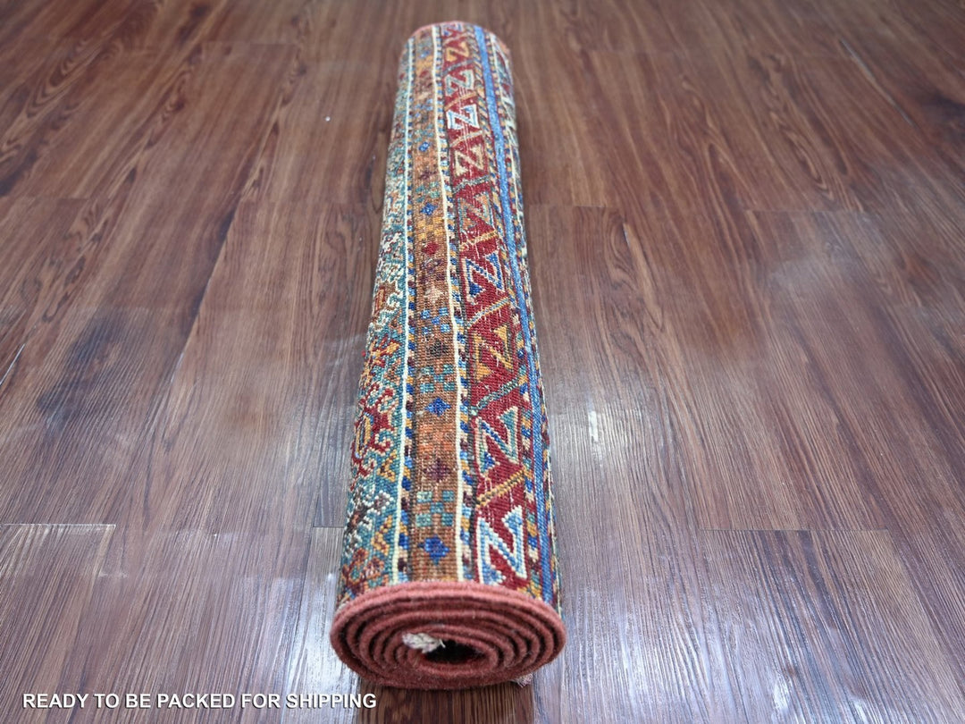 2'8" x 6'1" New Hand Knotted Multicolored Wool Runner Oriental Rug - MOA10222772