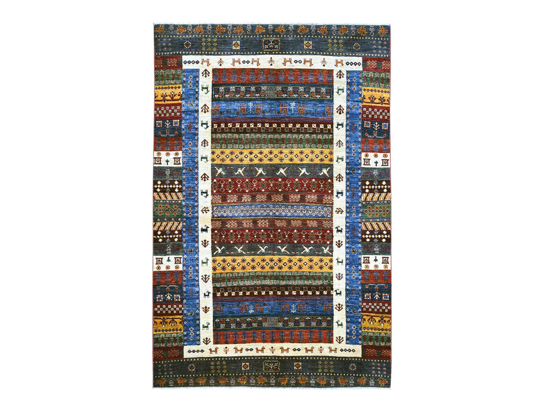 5'8" x 8'10" New Hand Knotted Multicolored Wool Rectangle Oriental Rug - MOA10222775