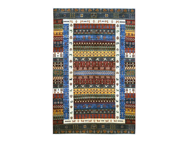 5'8" x 8'10" New Hand Knotted Multicolored Wool Rectangle Oriental Rug - MOA10222775