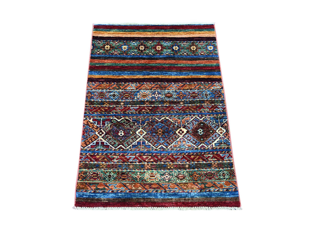 2'8" x 3'8" New Hand Knotted Multicolored Wool Rectangle Oriental Rug - MOA10222780