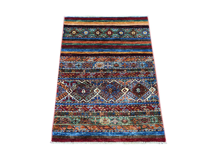 2'8" x 3'8" New Hand Knotted Multicolored Wool Rectangle Oriental Rug - MOA10222780