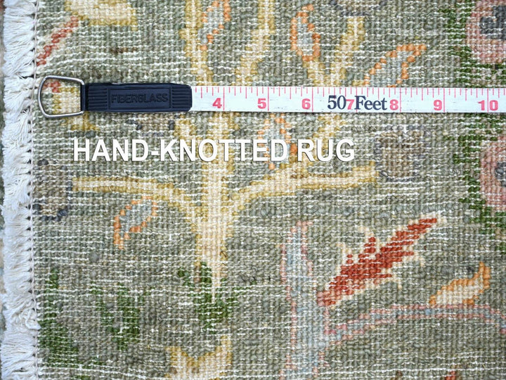 5'11" x 6'0" New Hand Knotted Green Wool Round Oriental Rug - MOA10222781