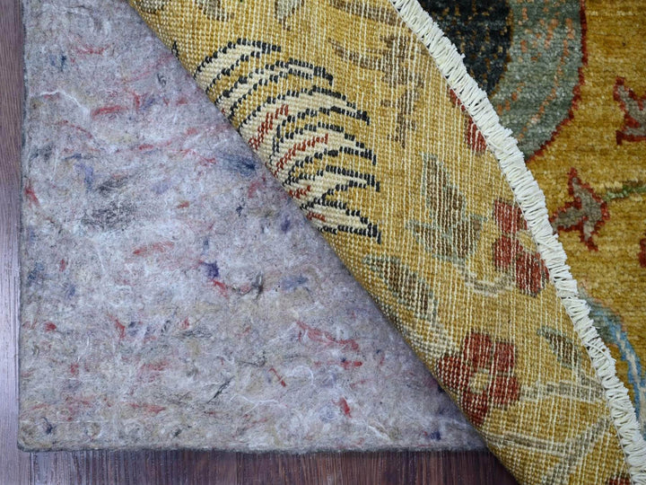 5'1" x 5'1" New Hand Knotted Yellow Wool Round Oriental Rug - MOA10222782