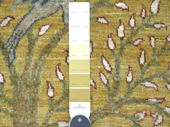 5'1" x 5'1" New Hand Knotted Yellow Wool Round Oriental Rug - MOA10222782
